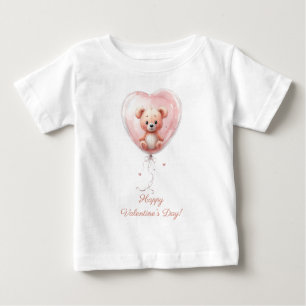 Camiseta De Bebé Diseño de San Valentín de Teddy en globo con coraz