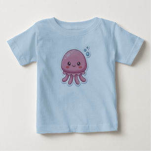 Camiseta De Bebé Diseño de Sticker de Medusa Rosa Kawaii Lindo - Fe