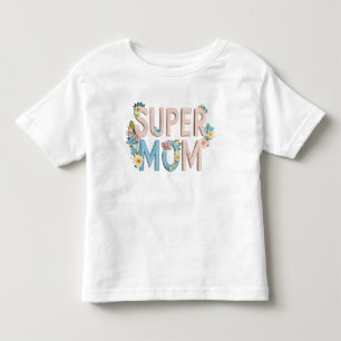 Camiseta De Bebé Diseño de texto floral de súper mamá