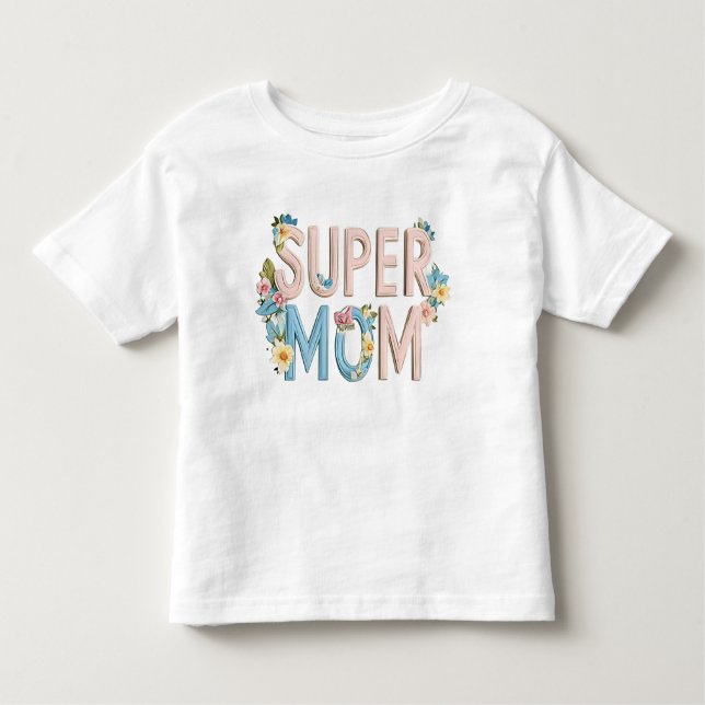 Camiseta De Bebé Diseño de texto floral de Super Mom (Anverso)