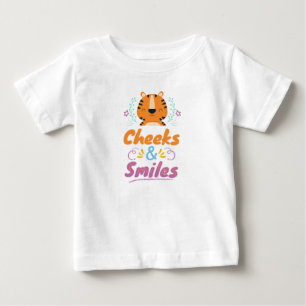 Camiseta De Bebé Diseño de Tigre de Mejillas y Sonrisa