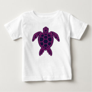 Camiseta De Bebé Diseño de tortuga marina de neón verde