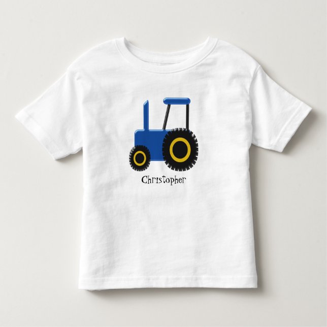 Camiseta De Bebé Diseño de tractor azul personalizado (Anverso)