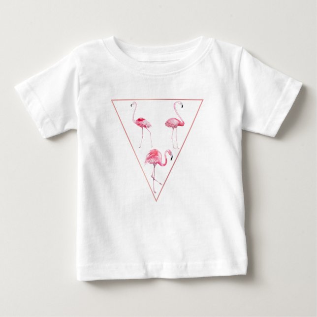 Camiseta De Bebé Diseño de triángulo de flamenco rosa (Anverso)