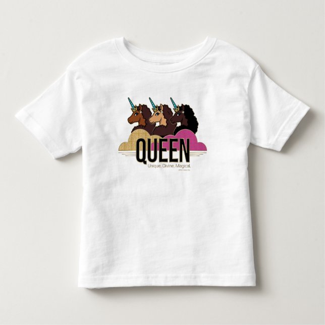 Camiseta De Bebé Diseño de trío de reina Afro Unicornio (Anverso)