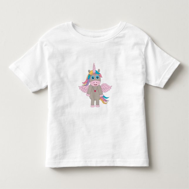 Camiseta De Bebé Diseño de Unicornio de Arcoíris Lindo (Anverso)