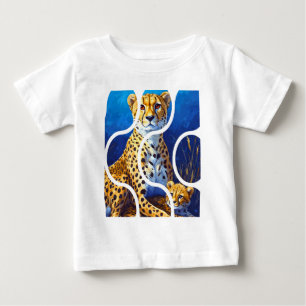 Camiseta De Bebé Diseño de vida silvestre de madre y cría de guepar