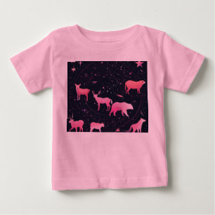 Camiseta De Bebé "Diseño del patrón animal del horóscopo rosa y mag