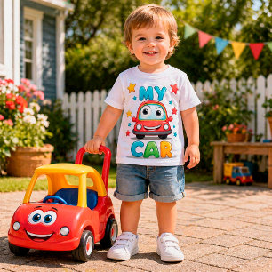 Camiseta De Bebé 🚗 Diseño Divertido de Niños Conduciendo Dibujos A