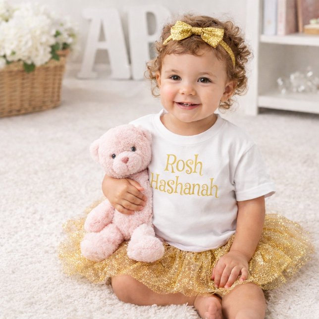 Camiseta De Bebé Diseño divertido de Rosh Hashaná (Subido por el creador)