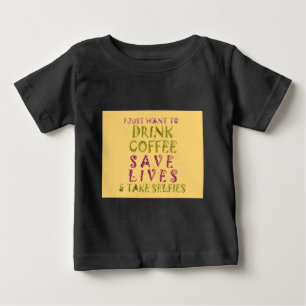 Camiseta De Bebé Diseño divertido de selfies del café