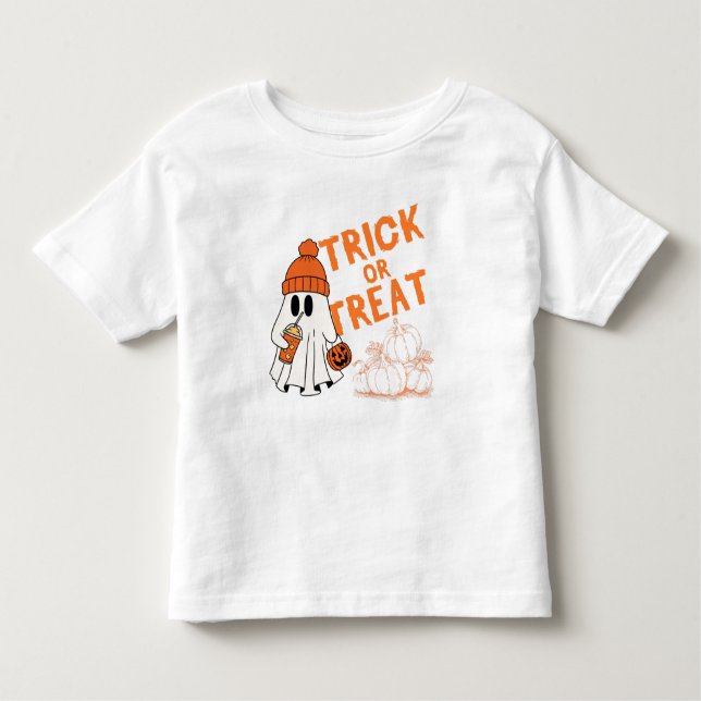 Camiseta De Bebé Diseño fantasma Trick o Treat con cierre de calaba (Anverso)
