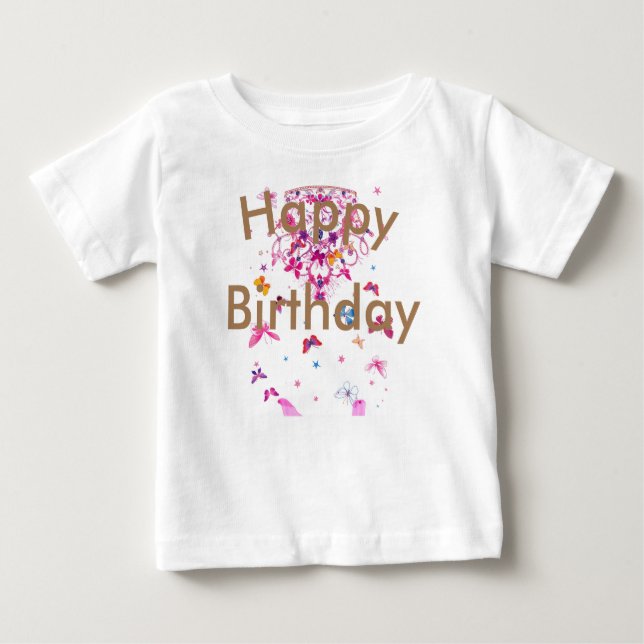Camiseta De Bebé Diseño femenino fantástico hermoso Feliz Cumpleaño (Anverso)