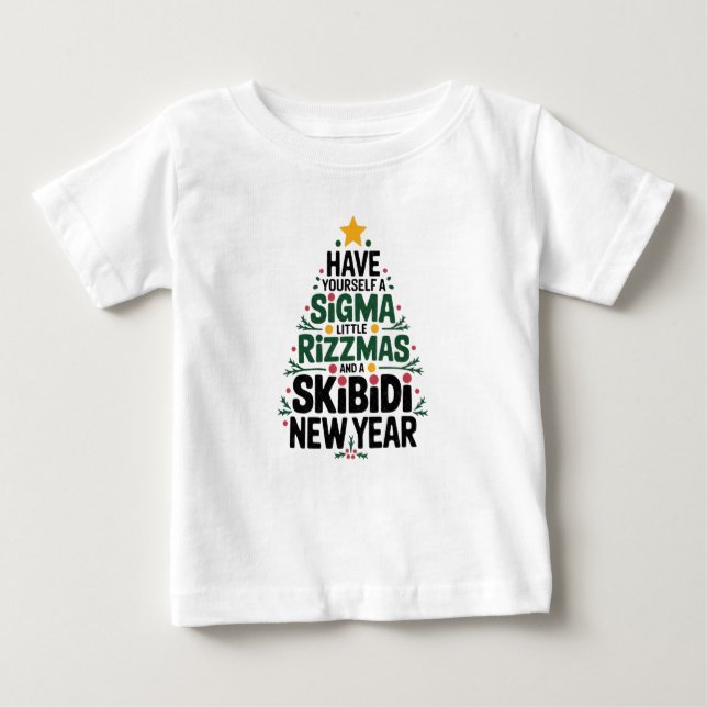 Camiseta De Bebé "Diseño festivo de árboles Sigma Rizzmas" (Anverso)