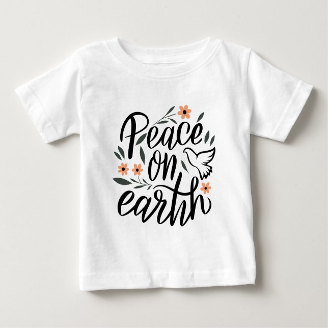 Camiseta De Bebé Diseño floral de la paz en la Tierra (Anverso)