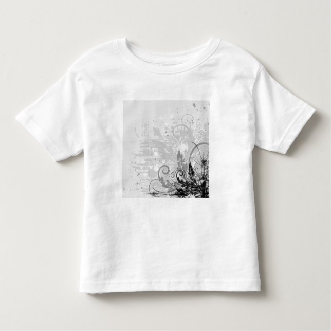 Camiseta De Bebé Diseño floral grunge - blanco y negro gris claro (Anverso)
