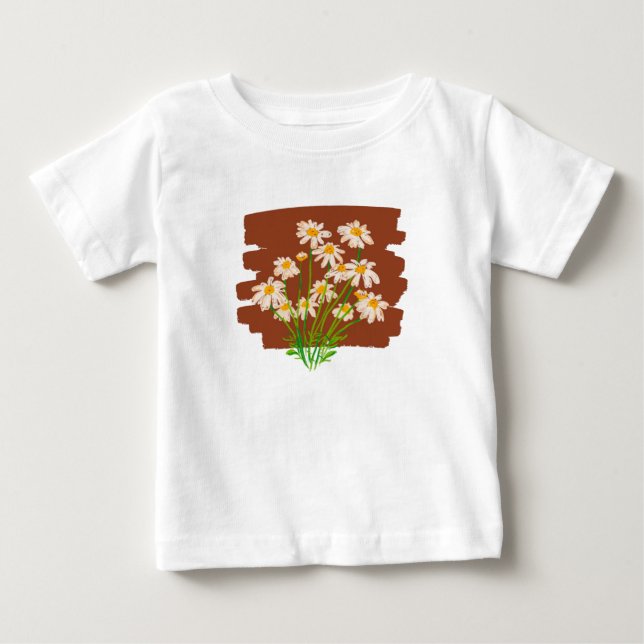 Camiseta De Bebé Diseño floral rústico sobre fondo marrón (Anverso)