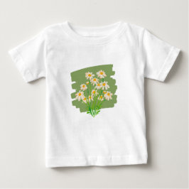 Camiseta De Bebé Diseño Floral Rústico sobre Fondo Verde
