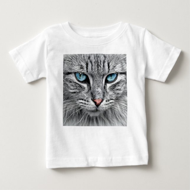 Camiseta De Bebé Diseño fractal de cara de gato (Anverso)