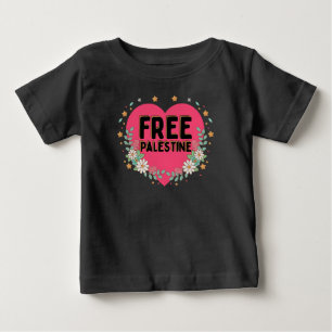 Camiseta De Bebé diseño gráfico de corazón de Palestina rosa lindo
