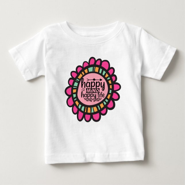 Camiseta De Bebé Diseño gráfico motivacional de Happy Mind Happy Li (Anverso)