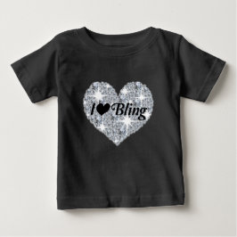 Camiseta De Bebé Diseño "I Love Bling" del corazón de los diamantes