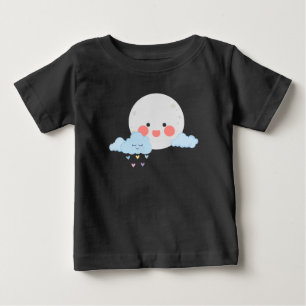 Camiseta De Bebé Diseño lindo de luna y nube