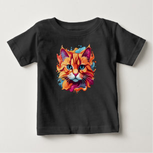 Camiseta De Bebé Diseño multicolor de la cara de un gato