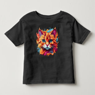 Camiseta De Bebé Diseño multicolor de la cara de un gato