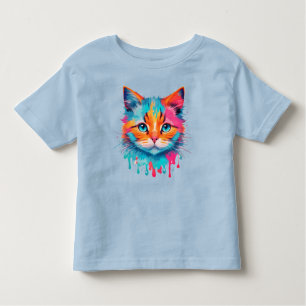 Camiseta De Bebé Diseño multicolor de la cara de un gato