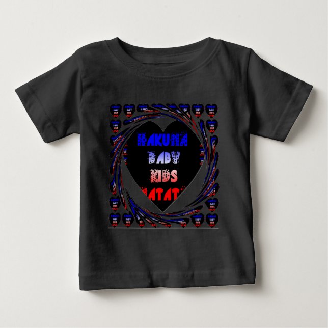 Camiseta De Bebé Diseño para niños de Hakuna Matata azul negro Haku (Anverso)