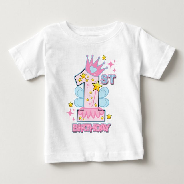 Camiseta De Bebé Diseño personalizado de hadas de primer cumpleaños (Anverso)