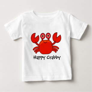 Camiseta De Bebé Diseño rojo malhumorado/lindo feliz del cangrejo