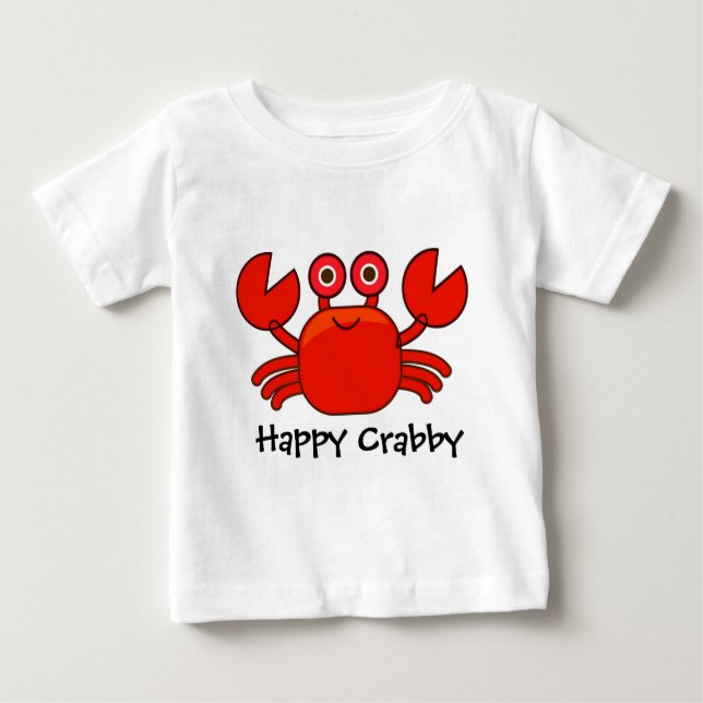 Camiseta De Bebé Diseño rojo malhumorado/lindo feliz del cangrejo (Anverso)