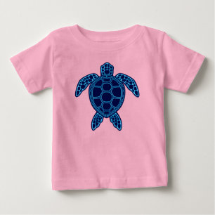 Camiseta De Bebé Diseño simétrico de la tortuga azul neón de lava m