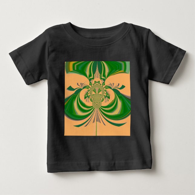 Camiseta De Bebé Diseño verde amarillo. (Anverso)