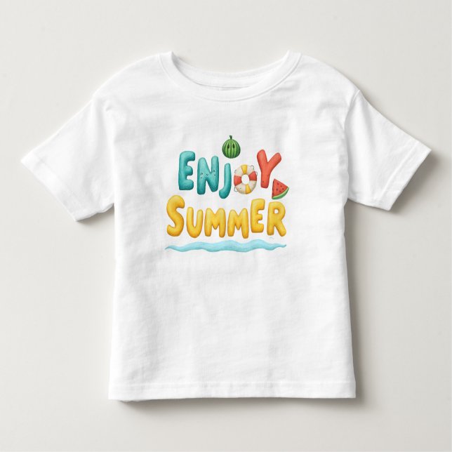 Camiseta De Bebé Disfrutar del Ilustracion de texto de verano (Anverso)