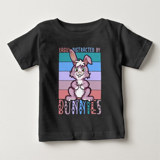 Camiseta De Bebé Distrado fácilmente por Bunnies Cute Bunny Lover (Anverso)