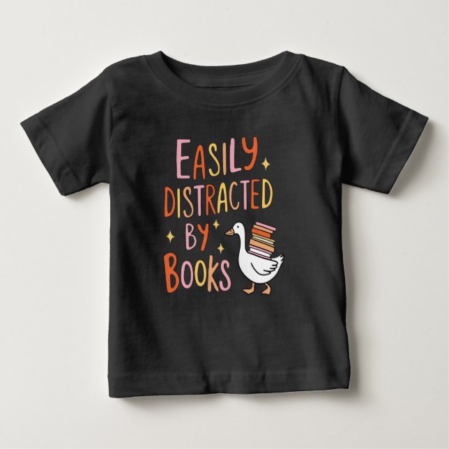 Camiseta De Bebé Distraído fácilmente por libros (Anverso)
