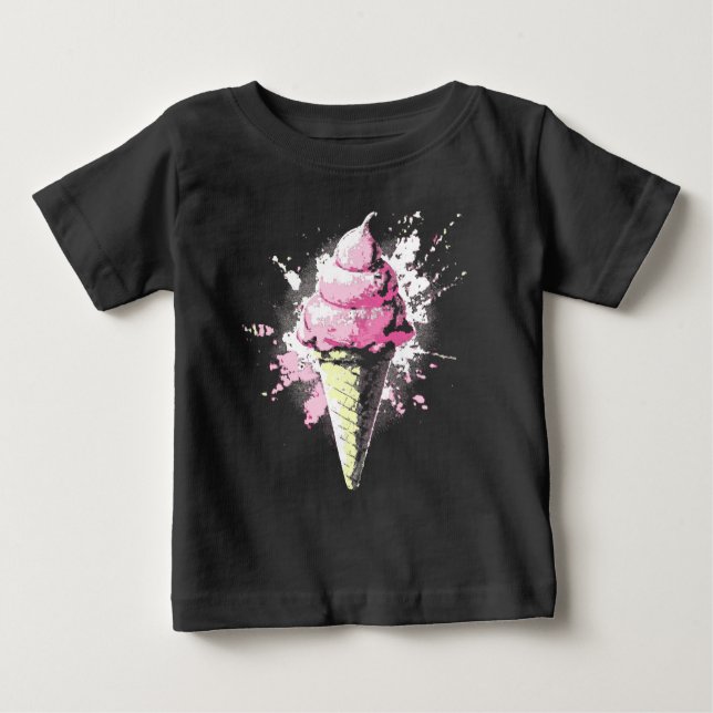 Camiseta De Bebé Distressed Abstract Pink Ice Cream Splatter (Anverso)