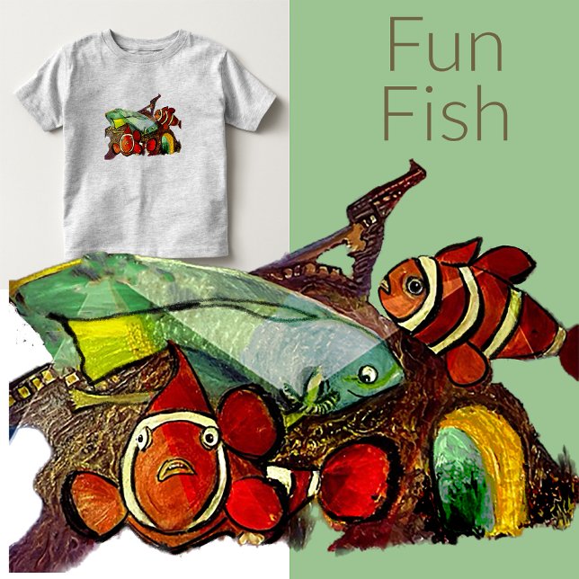 Camiseta De Bebé Diversión al pescado Acrílico MultiCreativo (Subido por el creador)