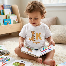 Camiseta De Bebé Diversión Animal ABC Aprendizaje: Cute Kangaroo Al