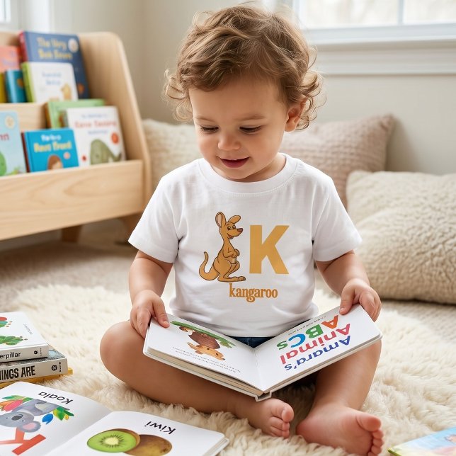 Camiseta De Bebé Diversión Animal ABC Aprendizaje: Cute Kangaroo Al (Subido por el creador)