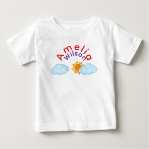 Camiseta De Bebé Diversión en el cielo Nombre Arcoíris Nube Sol