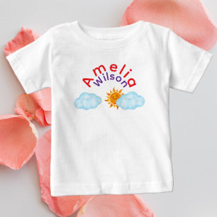 Camiseta De Bebé Diversión en el cielo Nombre Arcoíris Nube Sol 