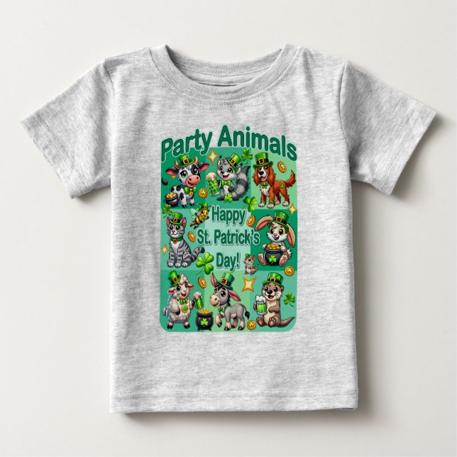 Camiseta De Bebé Diversión en el Día de San Patricio y "Animales Fi (Anverso)