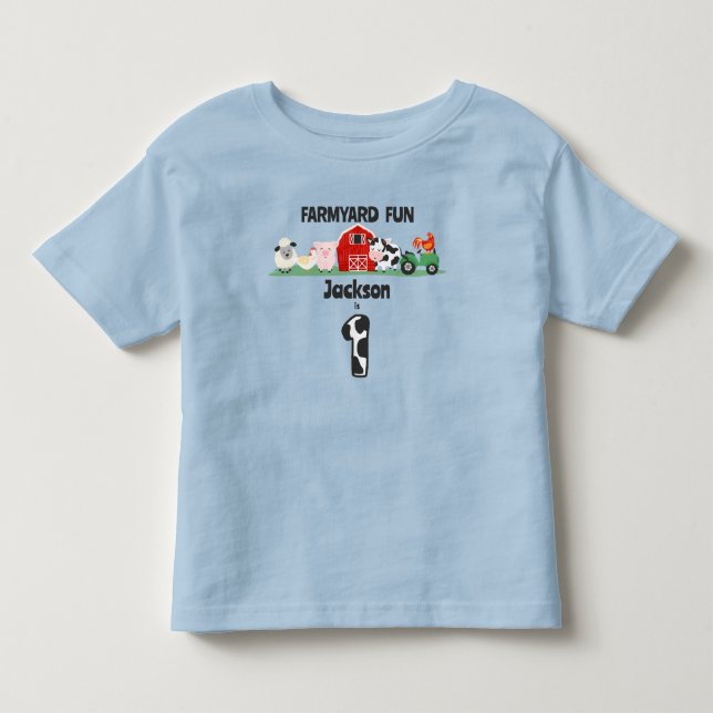 Camiseta De Bebé Diversión en la granja Cumpleaños 1er Cumpleaños d (Anverso)