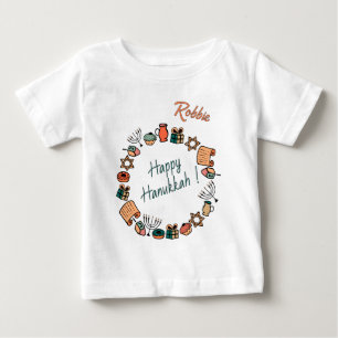 Camiseta De Bebé Diversión Feliz Hanukkah Chanukah Símbolos clásico