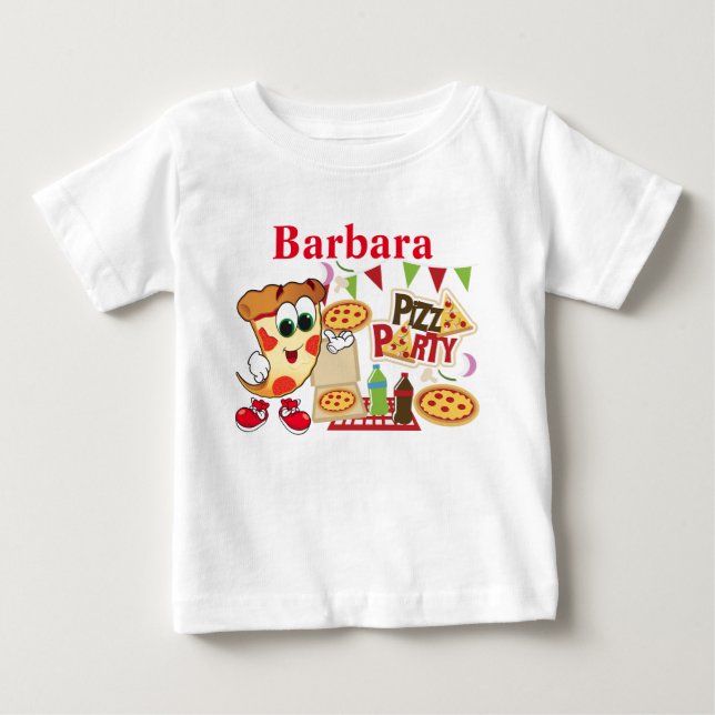 Camiseta De Bebé Diversión Fiesta Pizza personalizada (Anverso)