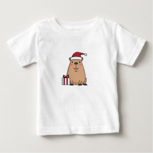 Camiseta De Bebé Diversión navideña de Santa Capybara